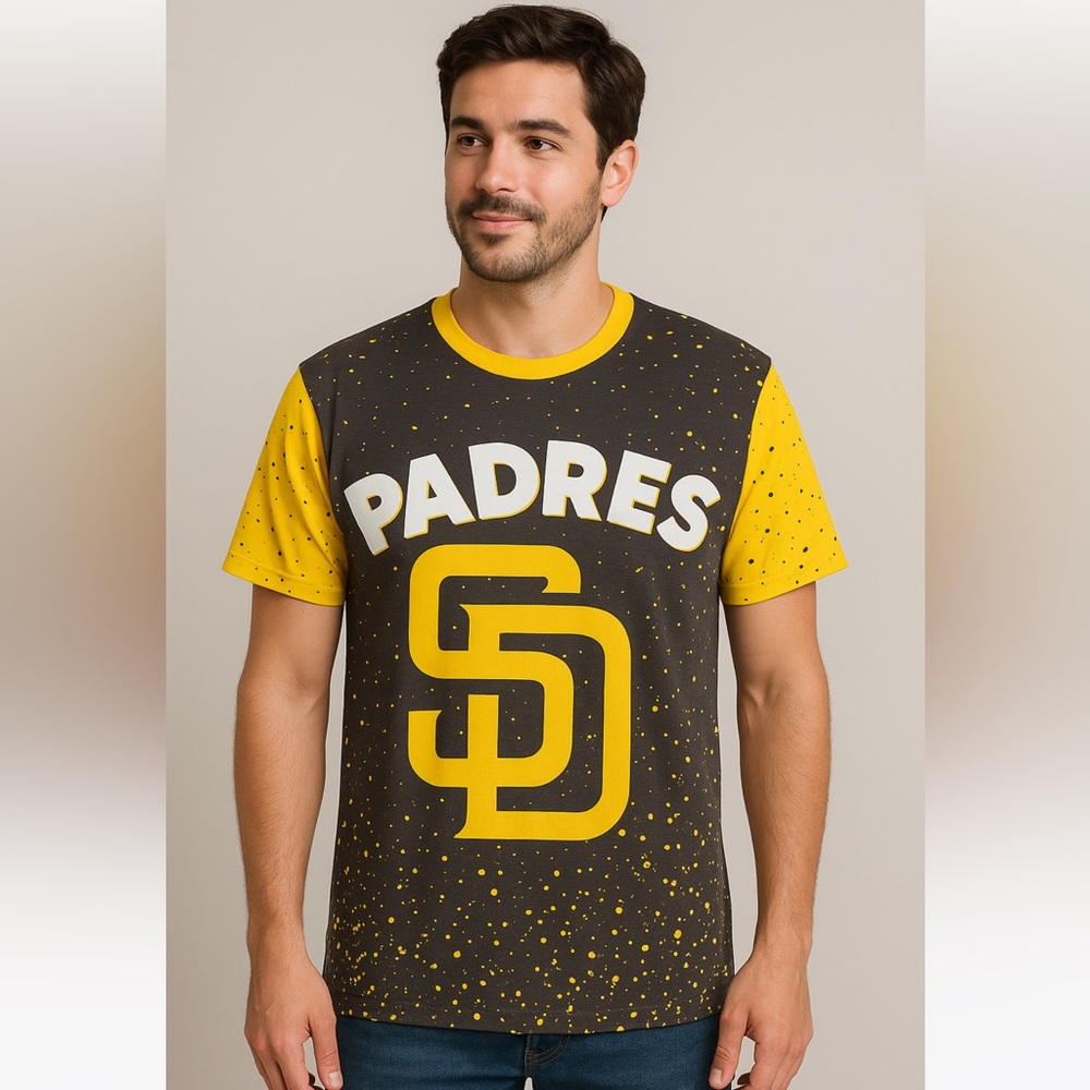 San Diego Padres MLB Licensed Yellow and Brown Men's Tee Shirt